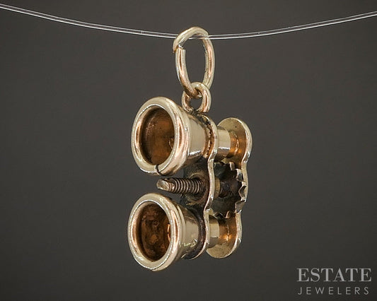 Vintage 14k Yellow Gold Dimensional Binocular Charm 1.5g p20051