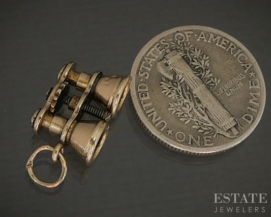 Vintage 14k Yellow Gold Dimensional Binocular Charm 1.5g p20051