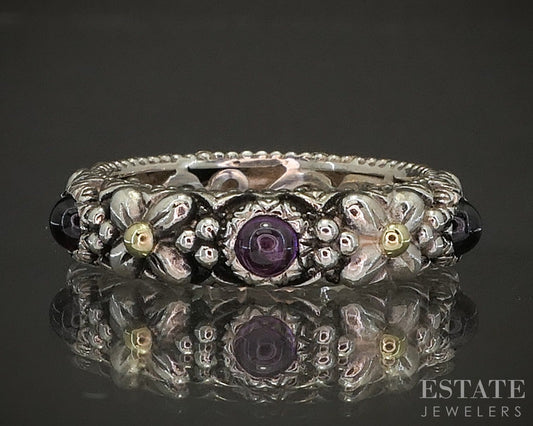 18k & Sterling Barbara Bixby Rhodolite Garnet Eternity Band Ring 6.2g p20483