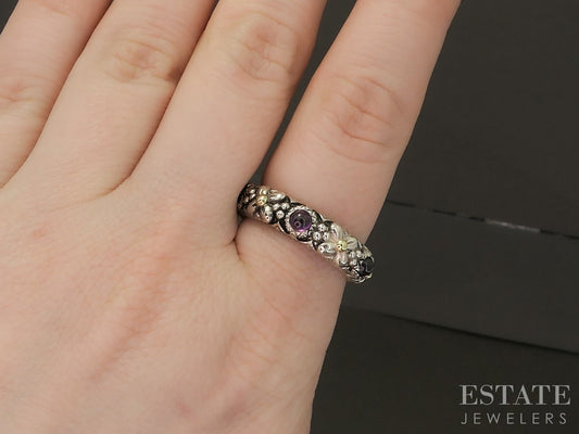 18k & Sterling Barbara Bixby Rhodolite Garnet Eternity Band Ring 6.2g p20483