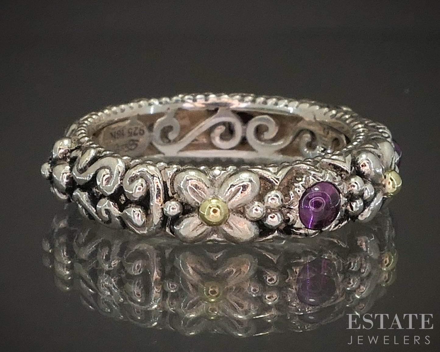18k & Sterling Barbara Bixby Rhodolite Garnet Eternity Band Ring 6.2g p20483