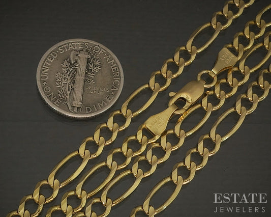 10k Yellow Gold 4.2mm Figaro Chain Mens Necklace 13.8g 26"L p22020b
