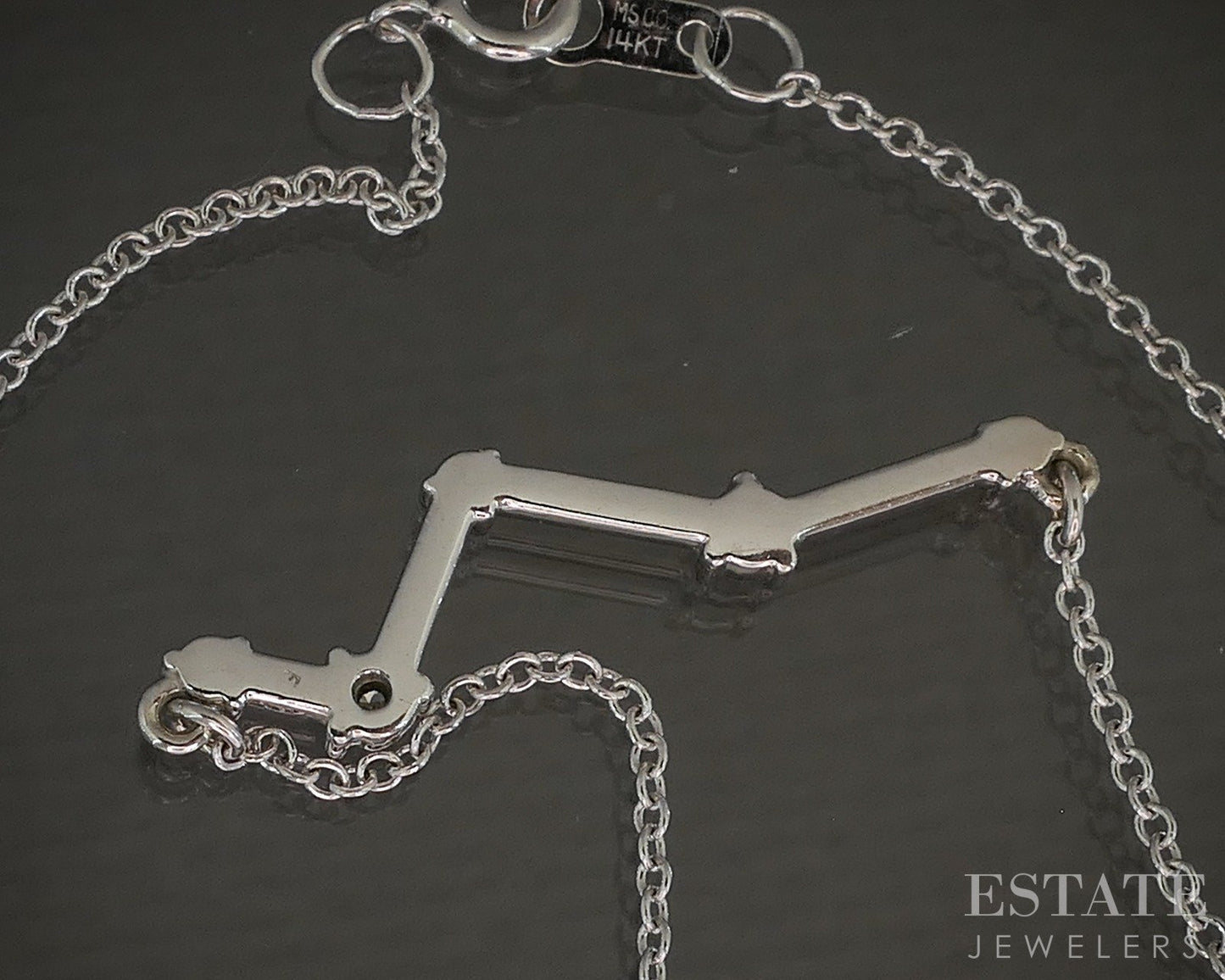 14k White Gold Natural Diamond Aries Constellation Necklace 1.9g 18"L p19193b