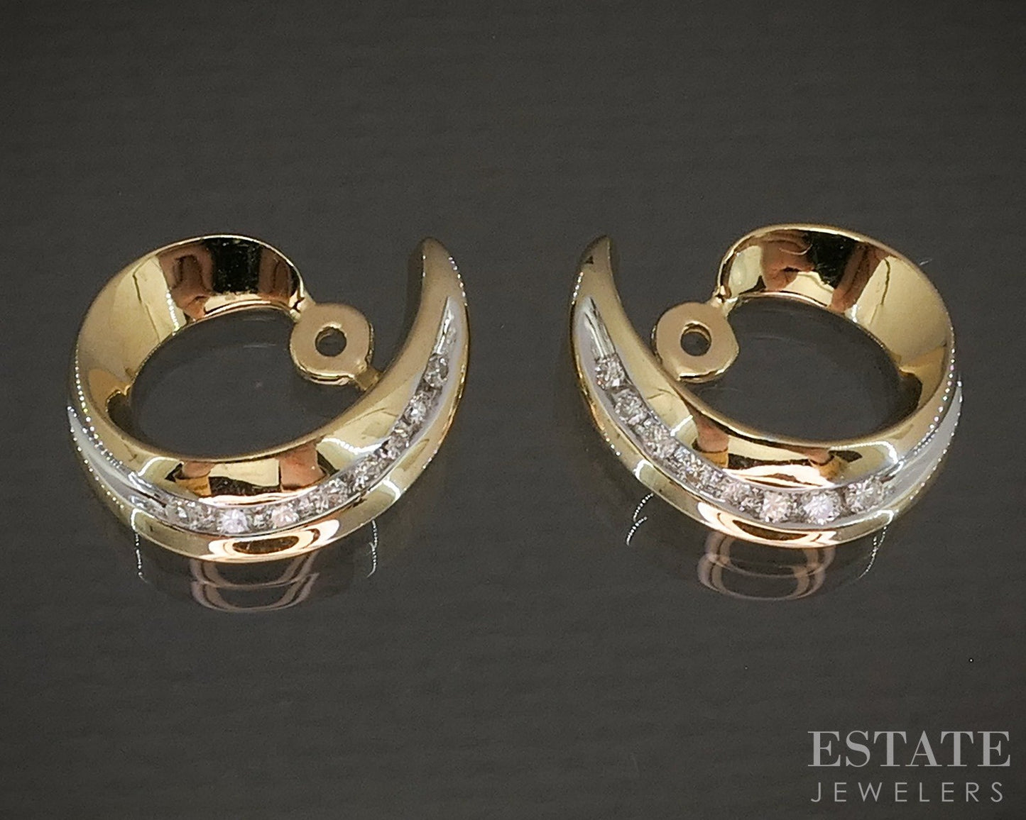 14k Yellow Gold Natural .15ctw Diamond Swirl Stud Earring Enhancers 4.3g p19876b