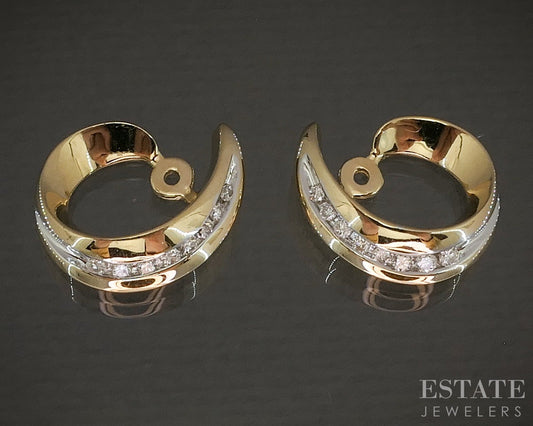 14k Yellow Gold Natural .15ctw Diamond Swirl Stud Earring Enhancers 4.3g p19876b
