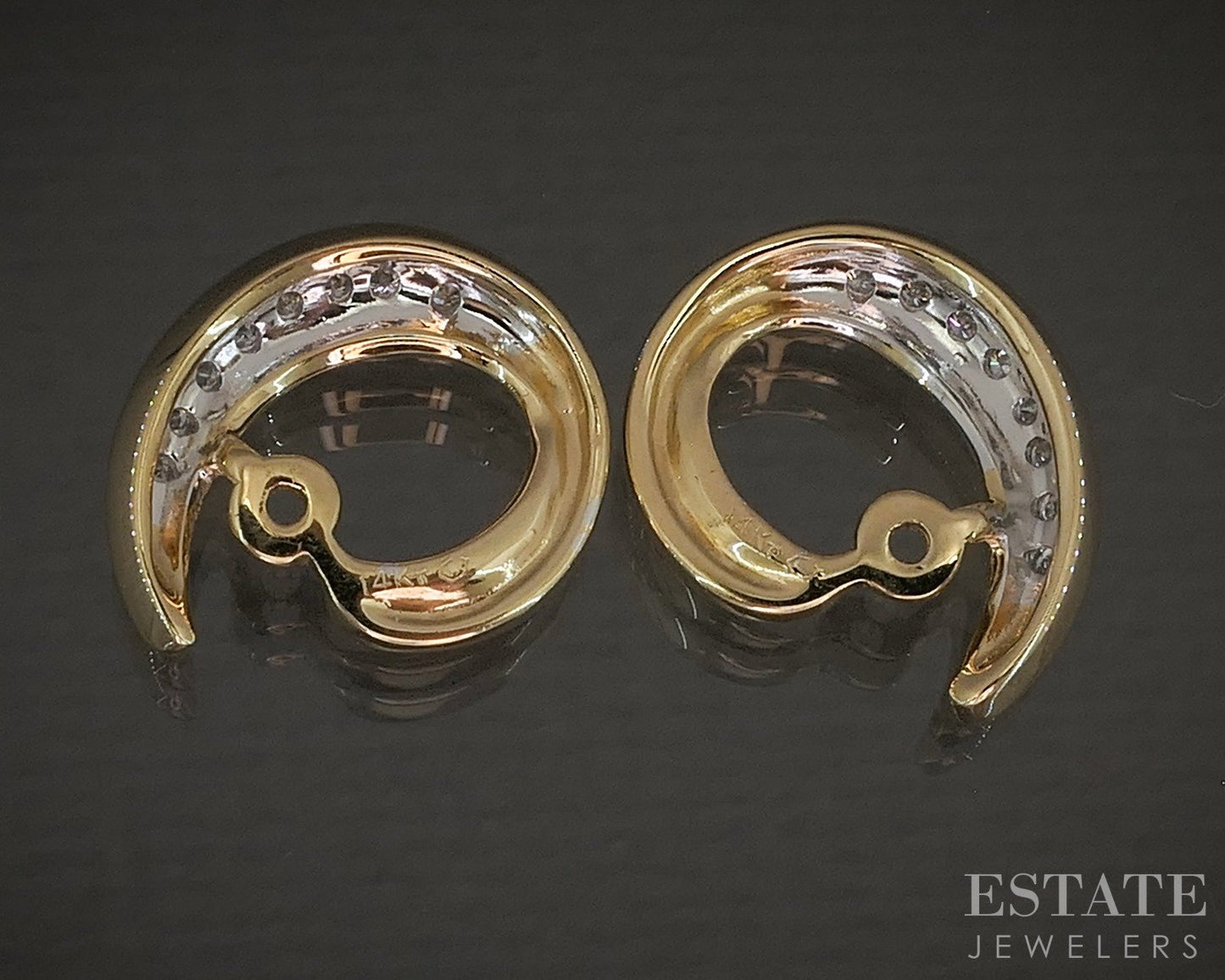 14k Yellow Gold Natural .15ctw Diamond Swirl Stud Earring Enhancers 4.3g p19876b