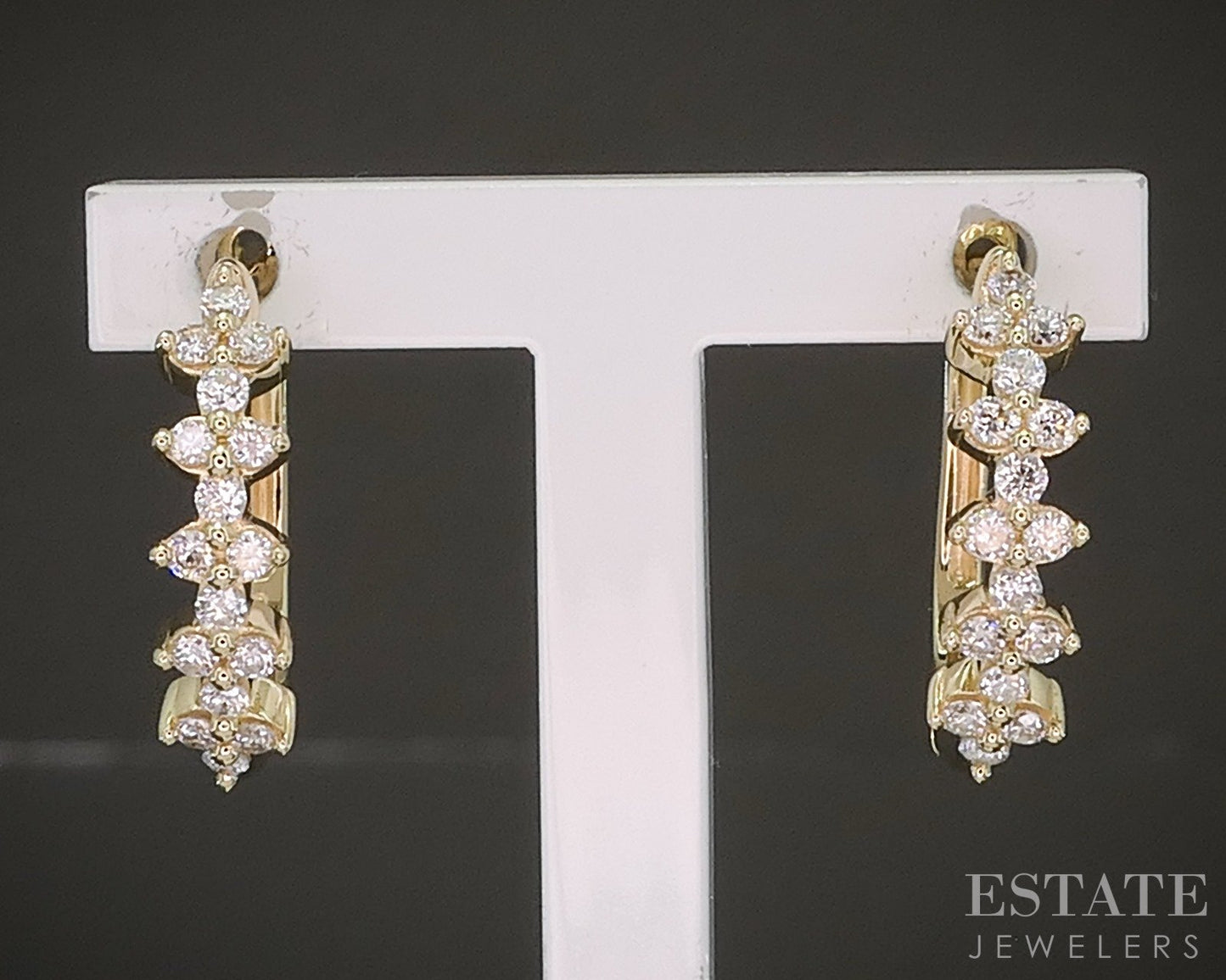 10k Yellow Gold .16ctw Lab Diamond Hoop Ladies Earrings 2.3g p20420b