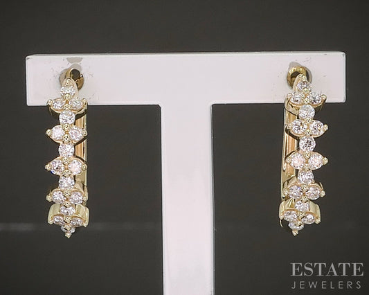 10k Yellow Gold .16ctw Lab Diamond Hoop Ladies Earrings 2.3g p20420b