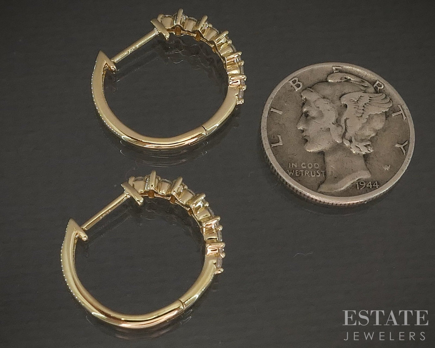 10k Yellow Gold .16ctw Lab Diamond Hoop Ladies Earrings 2.3g p20420b