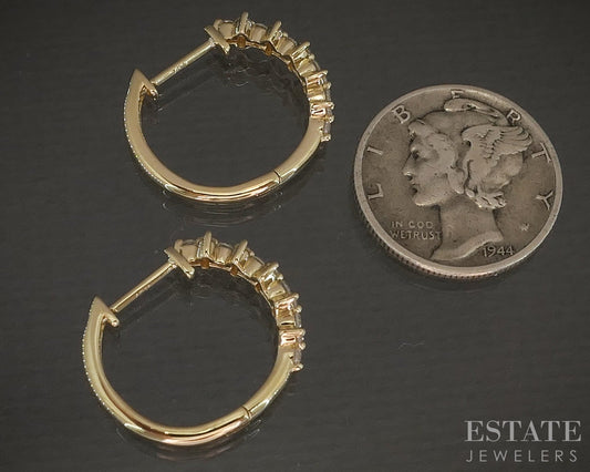 10k Yellow Gold .16ctw Lab Diamond Hoop Ladies Earrings 2.3g p20420b