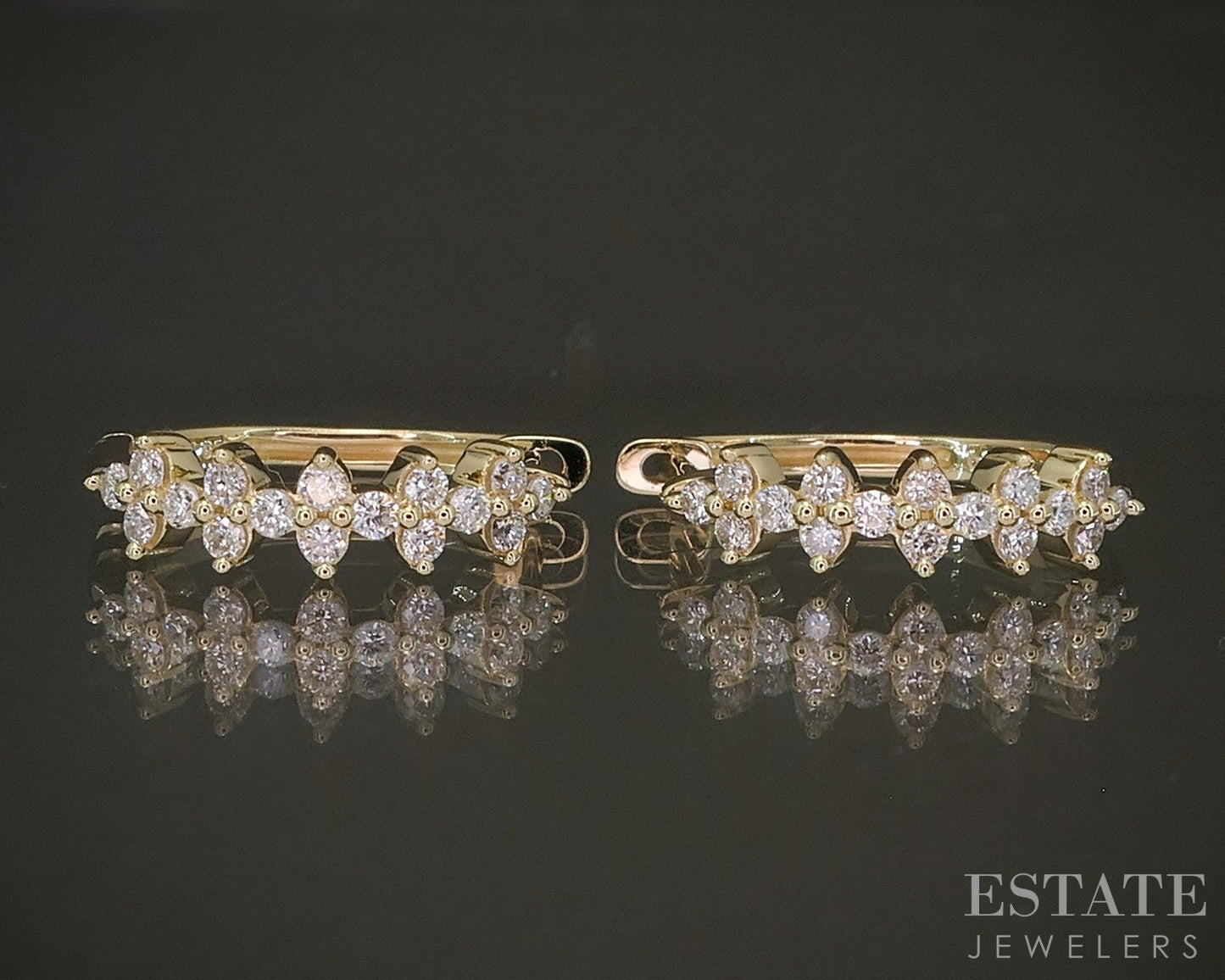 10k Yellow Gold .16ctw Lab Diamond Hoop Ladies Earrings 2.3g p20420b