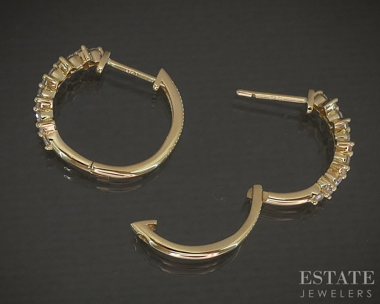 10k Yellow Gold .16ctw Lab Diamond Hoop Ladies Earrings 2.3g p20420b