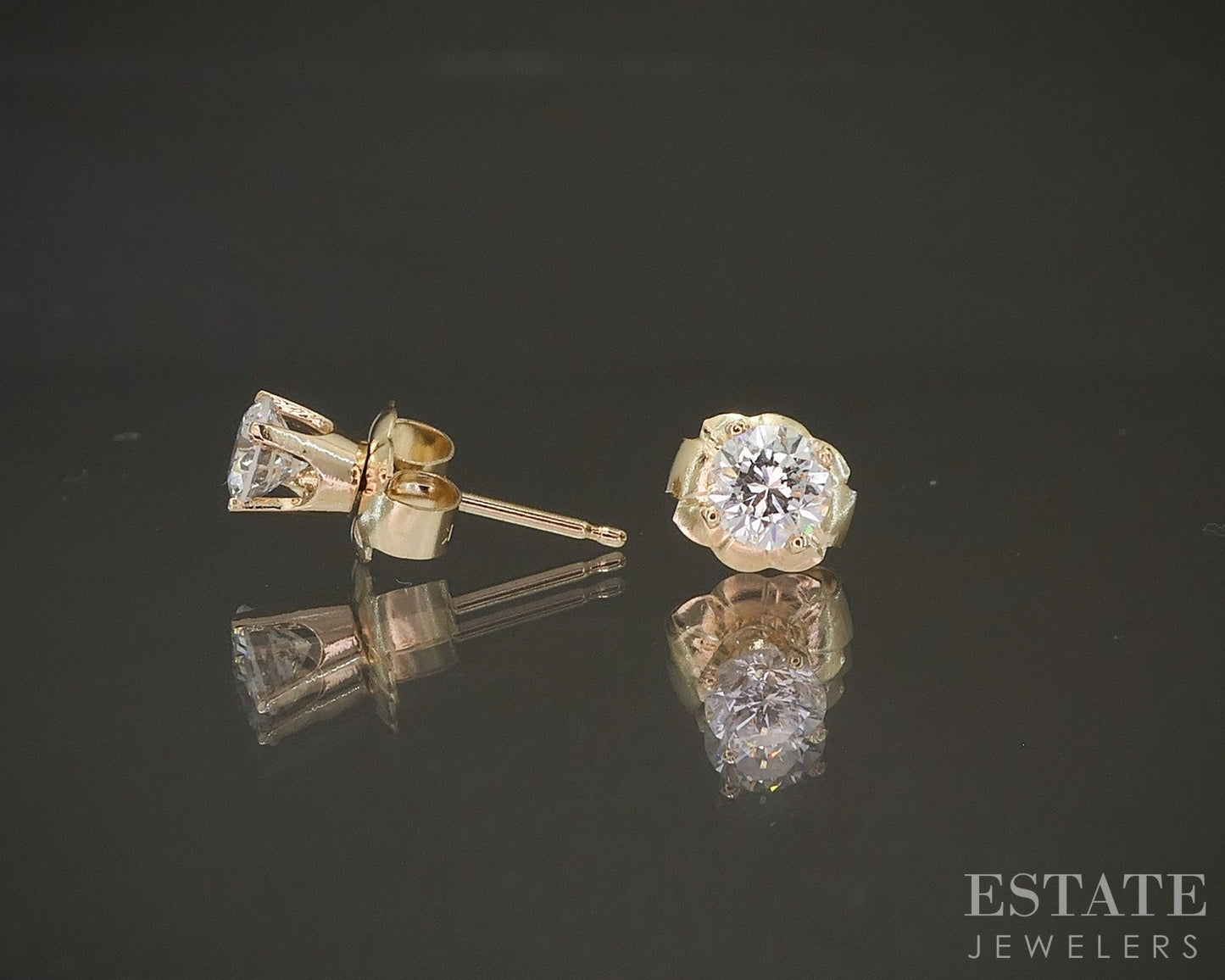 14k Yellow Gold Round Natural .40ctw Diamond Stud Earrings p18821b