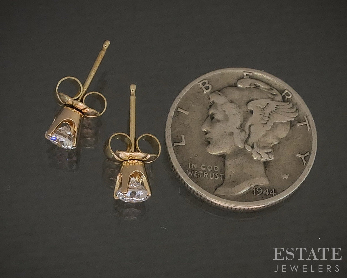 14k Yellow Gold Round Natural .40ctw Diamond Stud Earrings p18821b