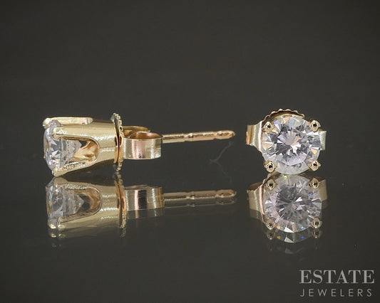14k Yellow Gold Round Natural .38ctw Diamond Stud Earrings p19516b