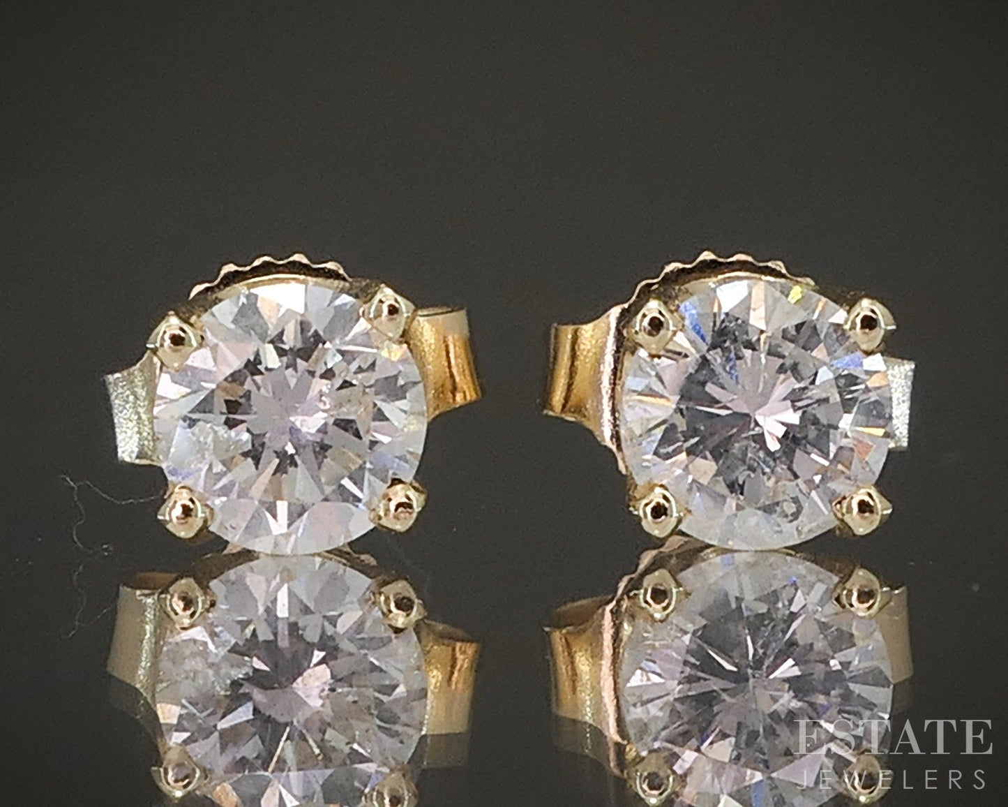 14k Yellow Gold Round Natural .38ctw Diamond Stud Earrings p19516b