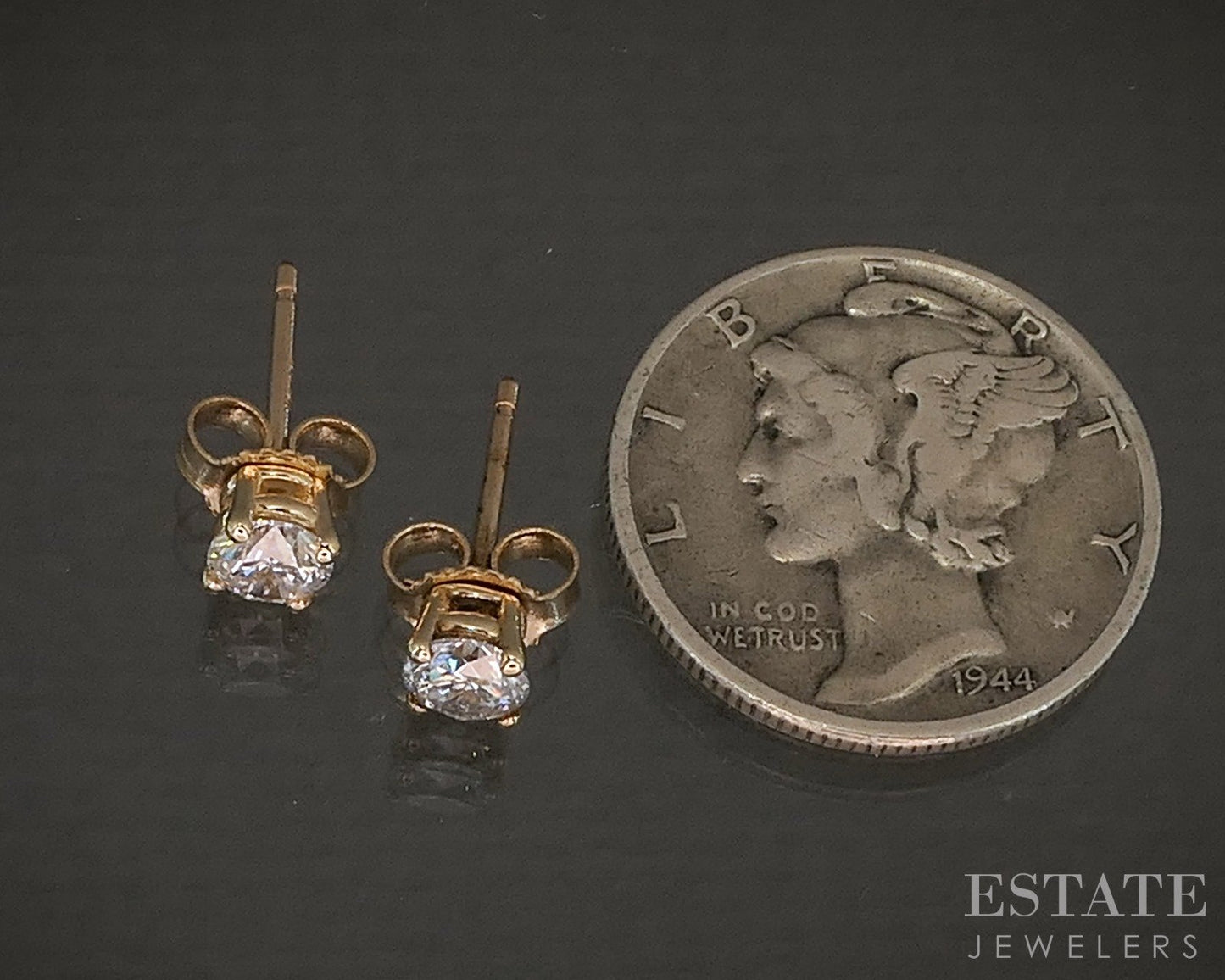 14k Yellow Gold Round Natural .46ctw Diamond Stud Earrings p20026b