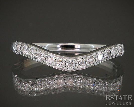 14k White Gold Natural .25ctw Diamond Ladies Contour Wedding Band 2g p20597b
