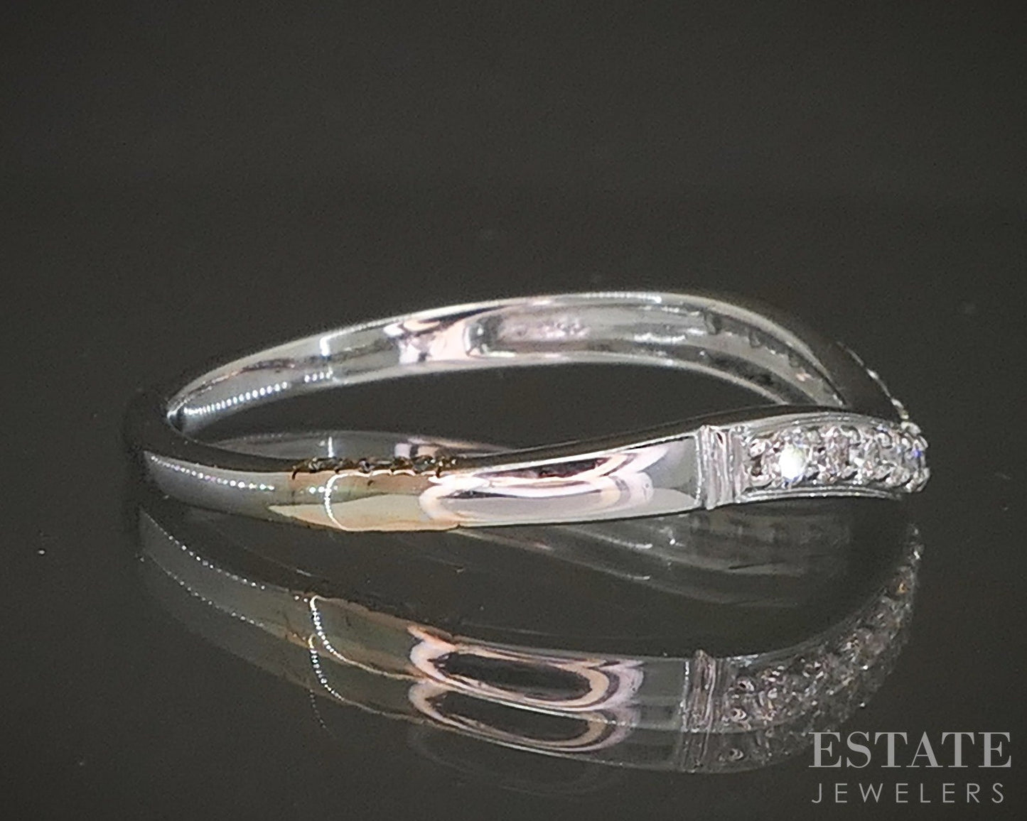 14k White Gold Natural .25ctw Diamond Ladies Contour Wedding Band 2g p20597b