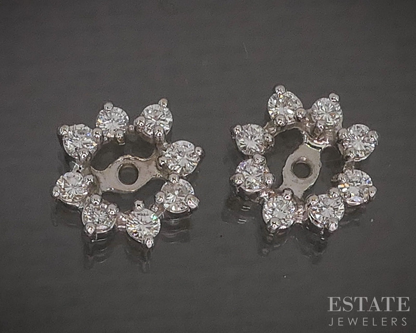 14k White Gold Round Natural .32ctw Diamond Stud Earring Enhancers p18935