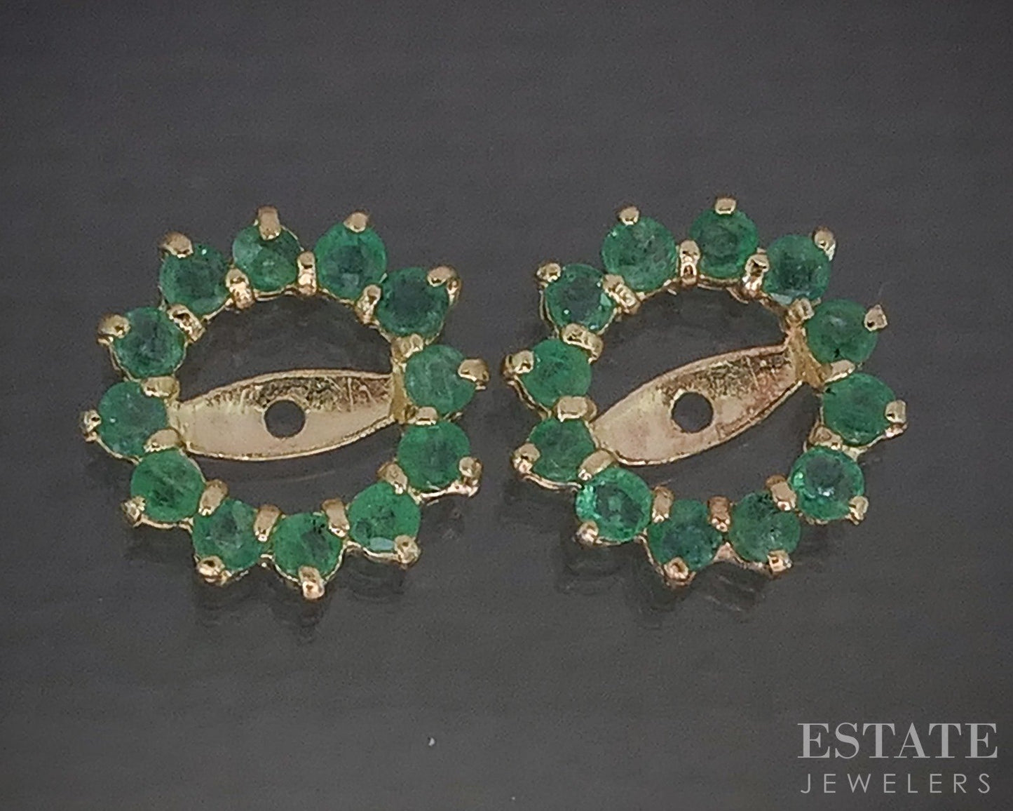 14k Yellow Gold Natural Emerald Stud Earring Enhancers p19479