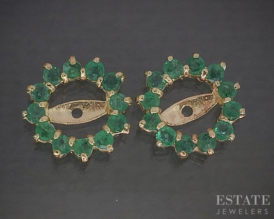 14k Yellow Gold Natural Emerald Stud Earring Enhancers p19479