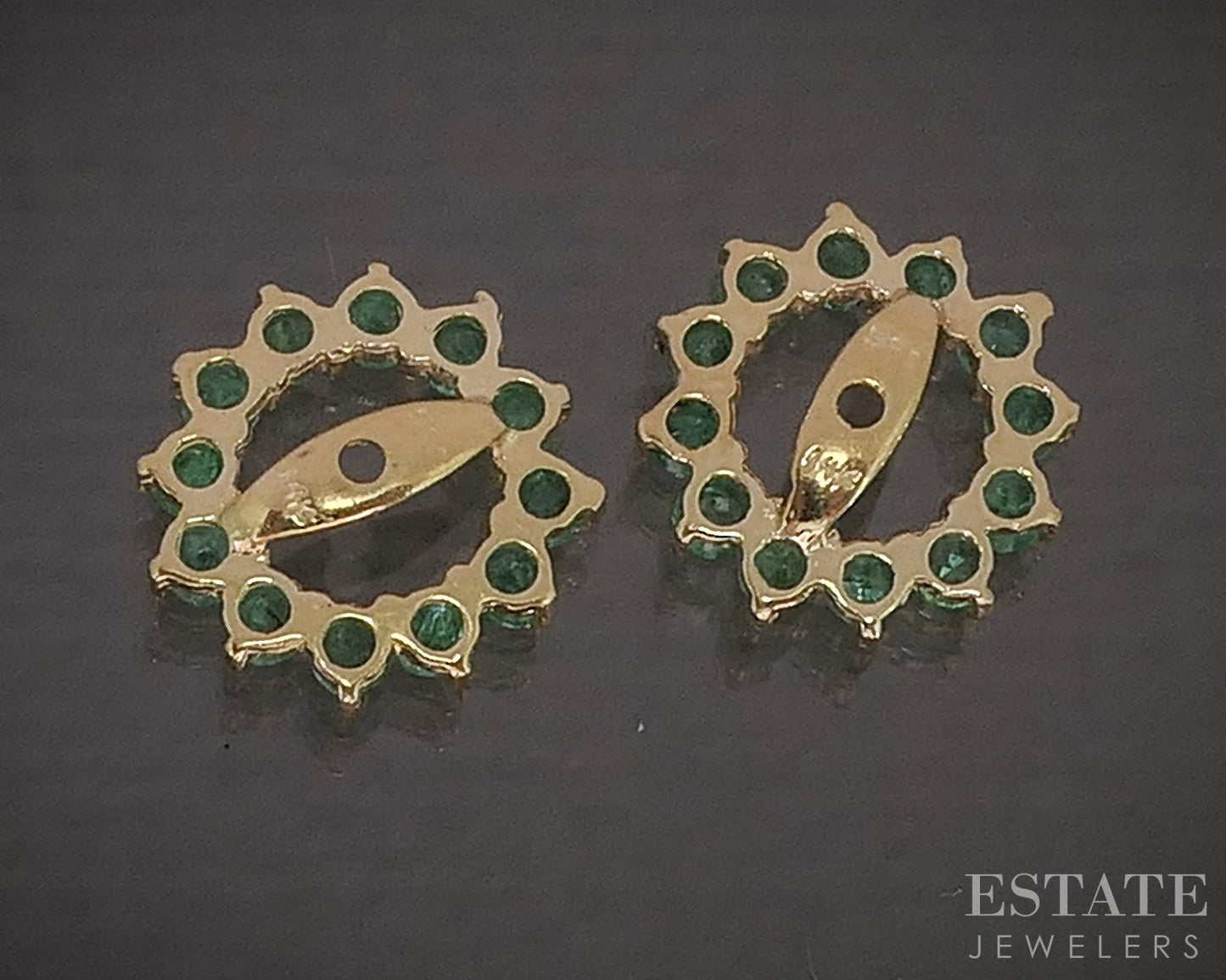 14k Yellow Gold Natural Emerald Stud Earring Enhancers p19479