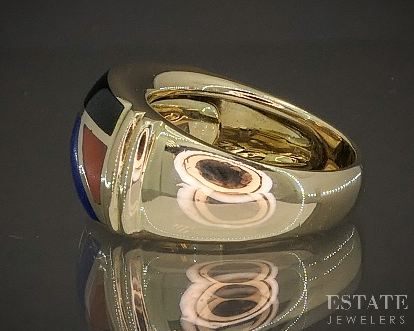 14k Yellow Gold Asch Grossbardt Natural Multi Gem & Diamond Band Ring 7g p19221