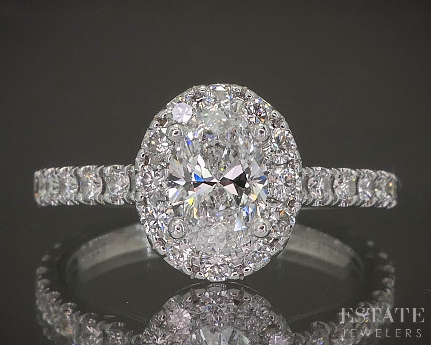 14k White Gold Natural 1.35ctw Diamond Neil Lane Halo Engagement Ring p19297