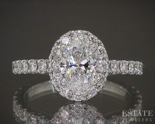 14k White Gold Natural 1.35ctw Diamond Neil Lane Halo Engagement Ring p19297