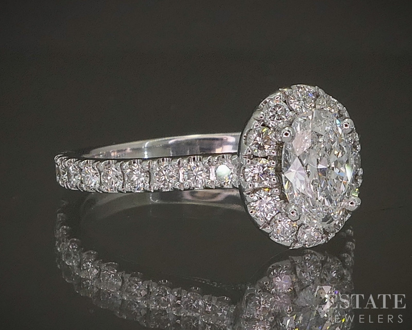 14k White Gold Natural 1.35ctw Diamond Neil Lane Halo Engagement Ring p19297