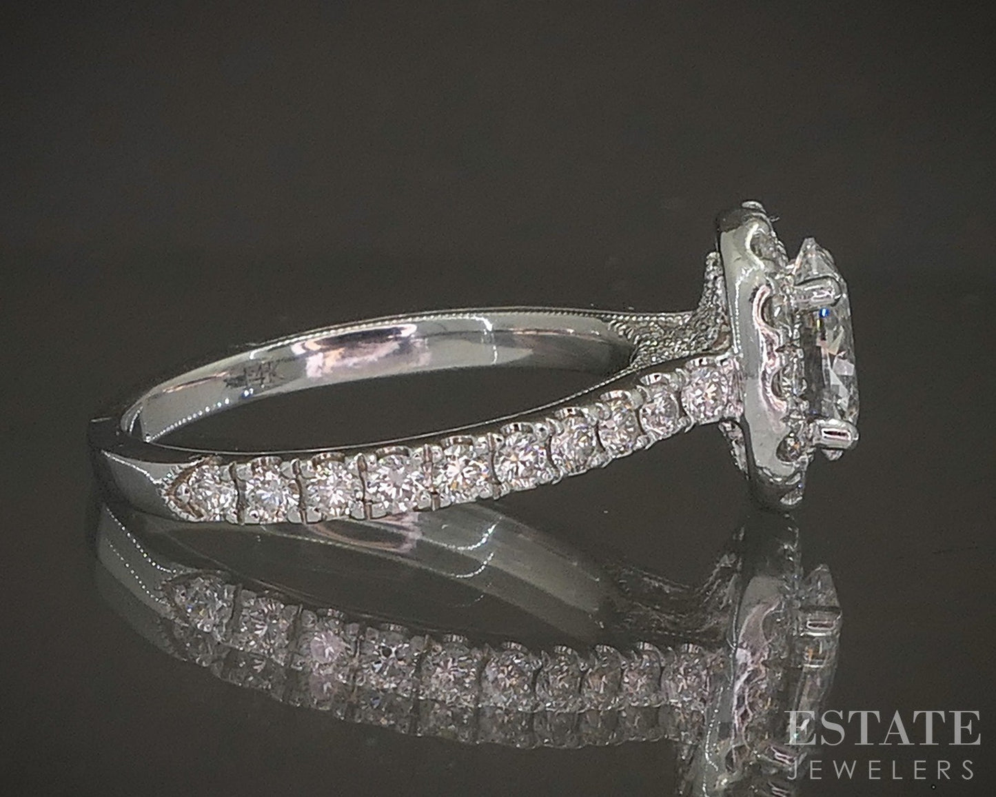 14k White Gold Natural 1.35ctw Diamond Neil Lane Halo Engagement Ring p19297