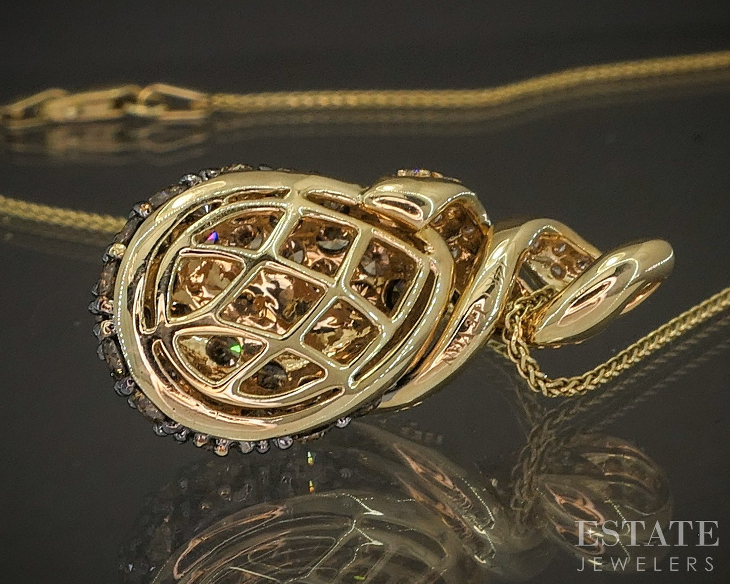 14k Honey Gold LeVian Natural 2.20ctw Diamond Teardrop Necklace 4.5g 18"L p18736