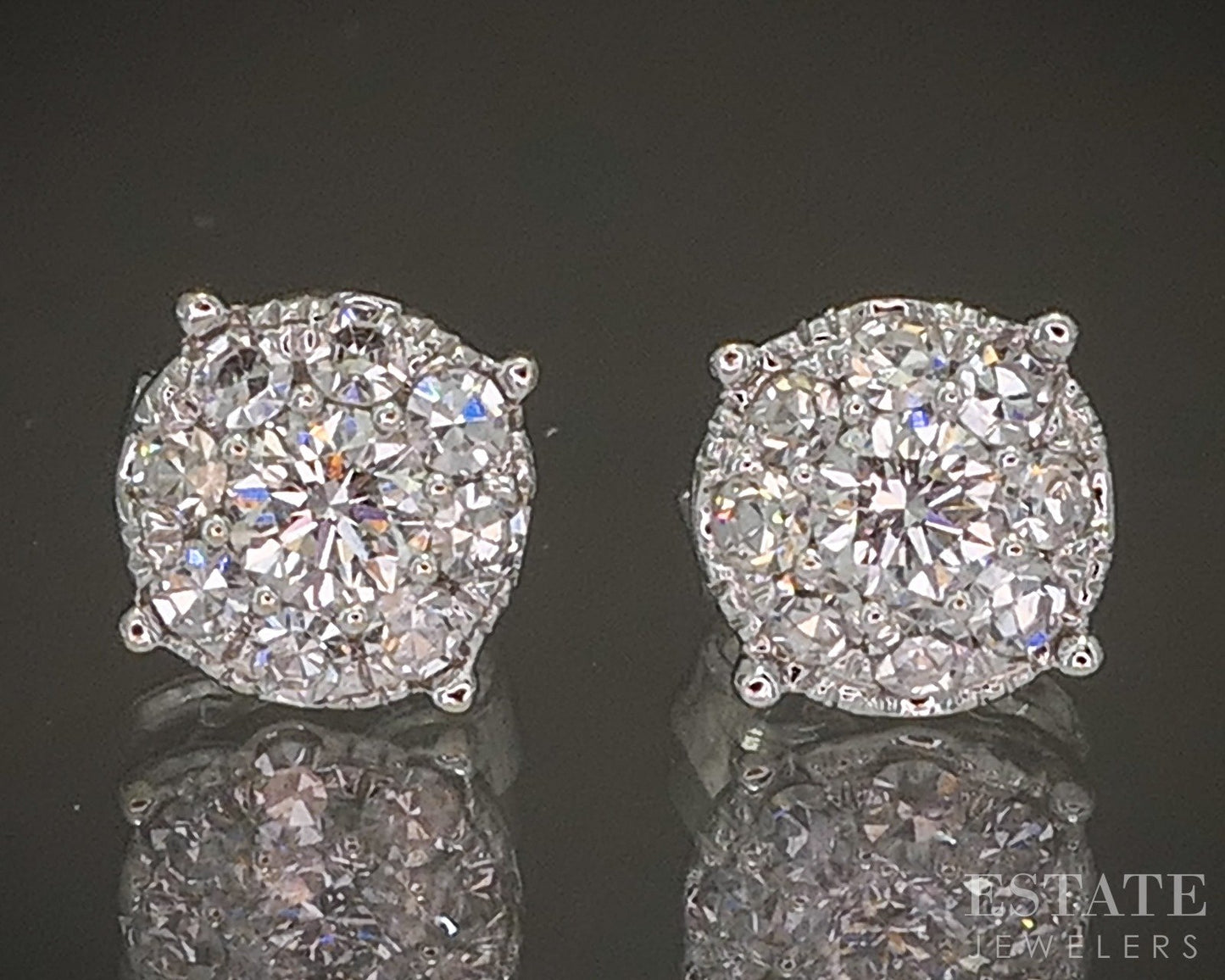 14k White Gold Natural .50ctw Diamond Cluster Stud Earrings 2.1g p19229