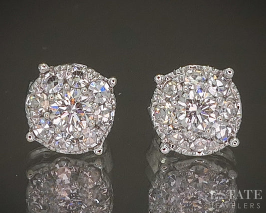 14k White Gold Natural .50ctw Diamond Cluster Stud Earrings 2.1g p19229