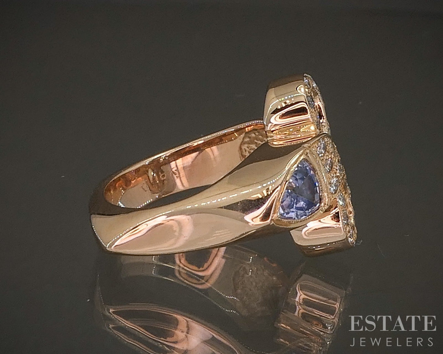 18k Rose Gold Natural Pink Spinel Sapphire & Diamond Cocktail Ring 14g p18603