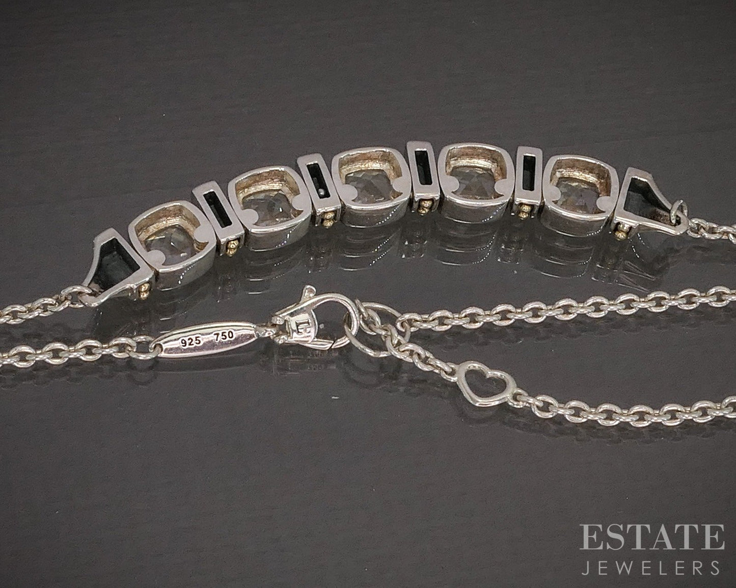 18k & Sterling Silver LAGOS Caviar Rittenhouse White Topaz Necklace 13g p19219