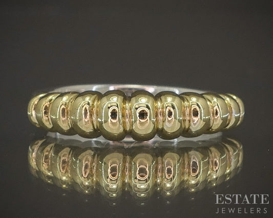18k & Sterling Lagos Caviar Shrimp Ladies Stacked Band Ring 4.7g p19294