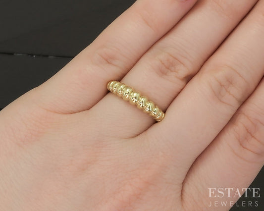 18k & Sterling Lagos Caviar Shrimp Ladies Stacked Band Ring 4.7g p19294