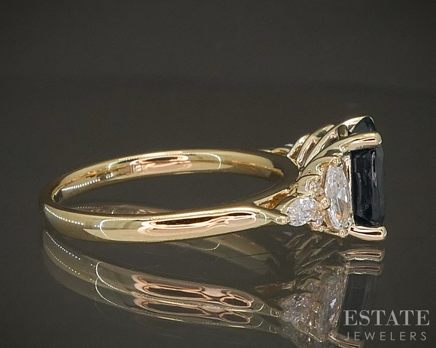 New 14k Yellow Gold 2.42ct Oval Blue Sapphire Engagement Ring p23522