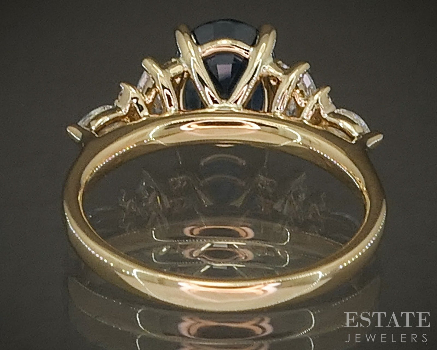 New 14k Yellow Gold 2.42ct Oval Blue Sapphire Engagement Ring p23522