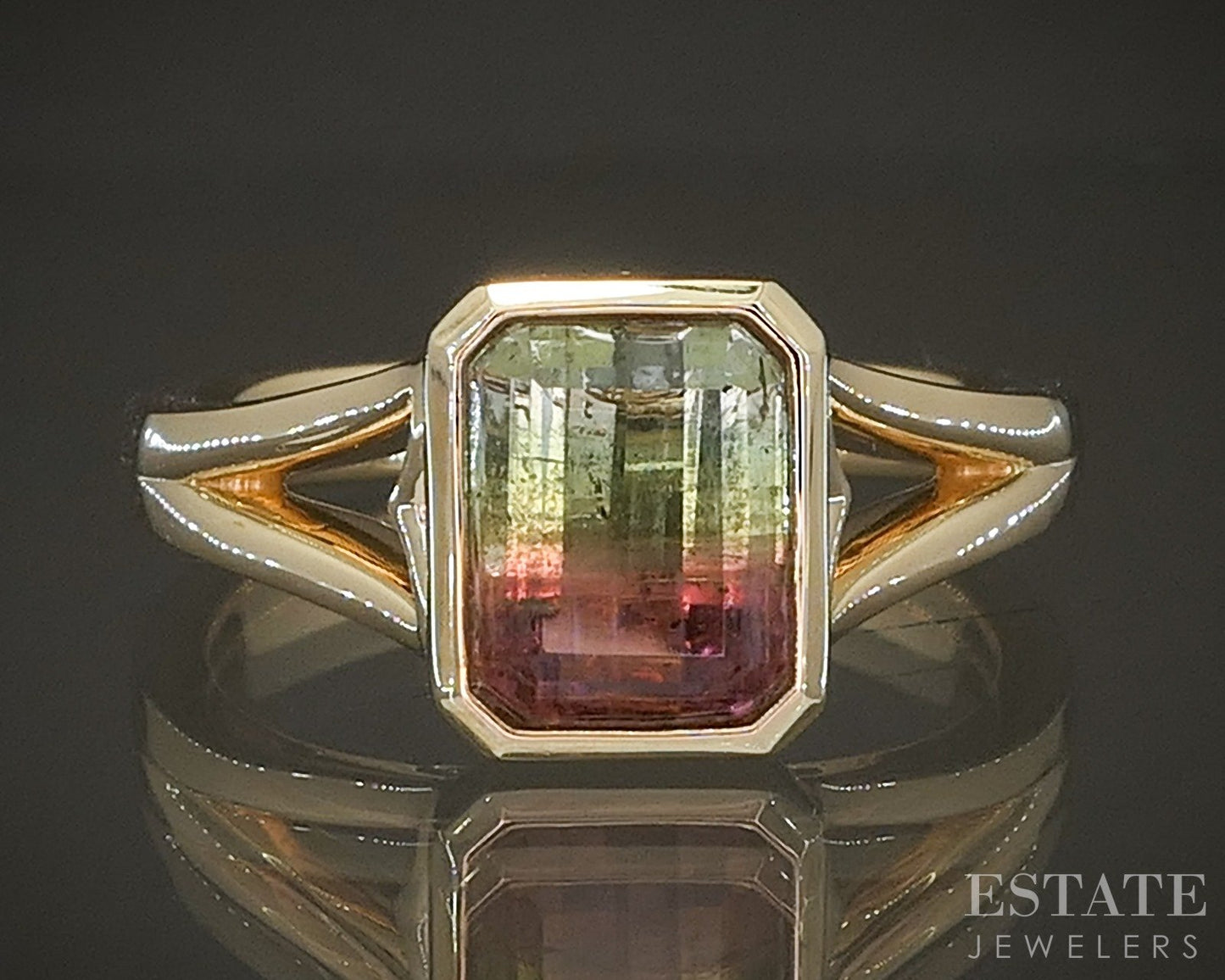 New 14k Yellow Gold 1.98ct Watermelon Tourmaline Solitaire Ring p23502