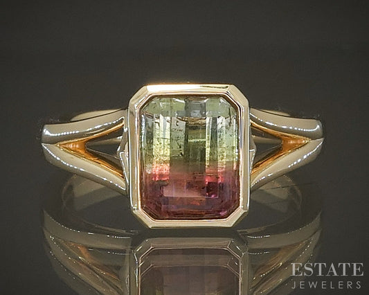 New 14k Yellow Gold 1.98ct Watermelon Tourmaline Solitaire Ring p23502