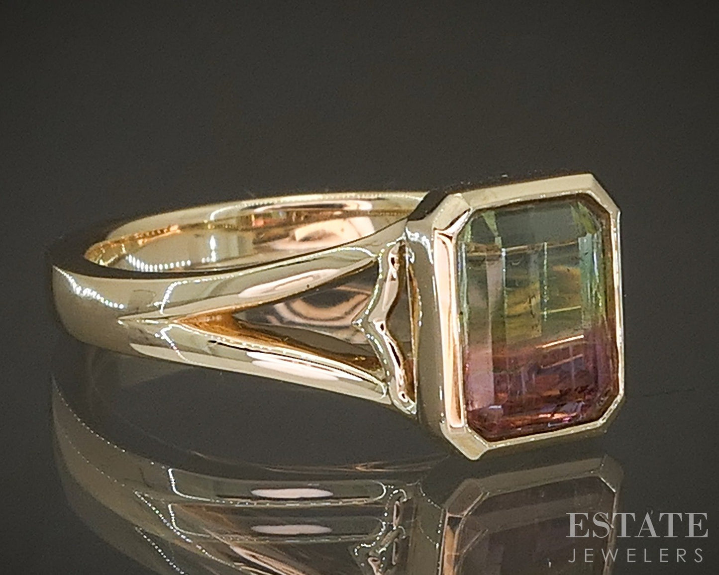 New 14k Yellow Gold 1.98ct Watermelon Tourmaline Solitaire Ring p23502