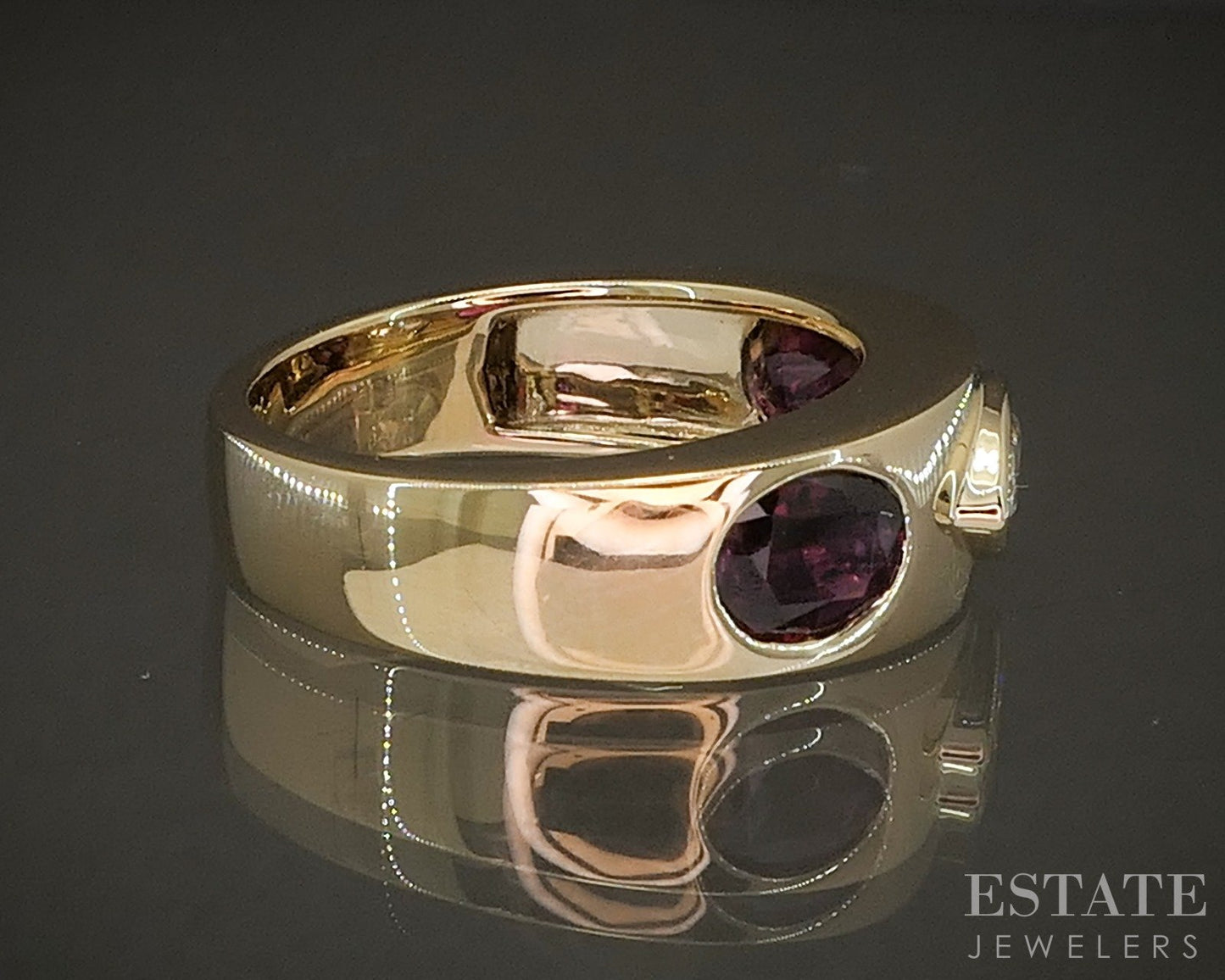 New 14k Yellow Gold .56ct Natural Marquise Diamond & Ruby Engagement Ring p23531