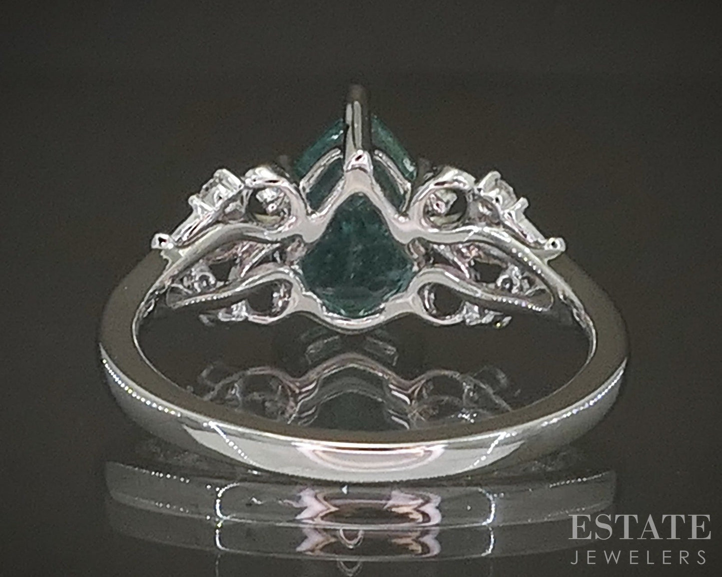 New 14k White Gold 1.43ct Natural Pear Emerald & Diamond Engagement Ring p23484