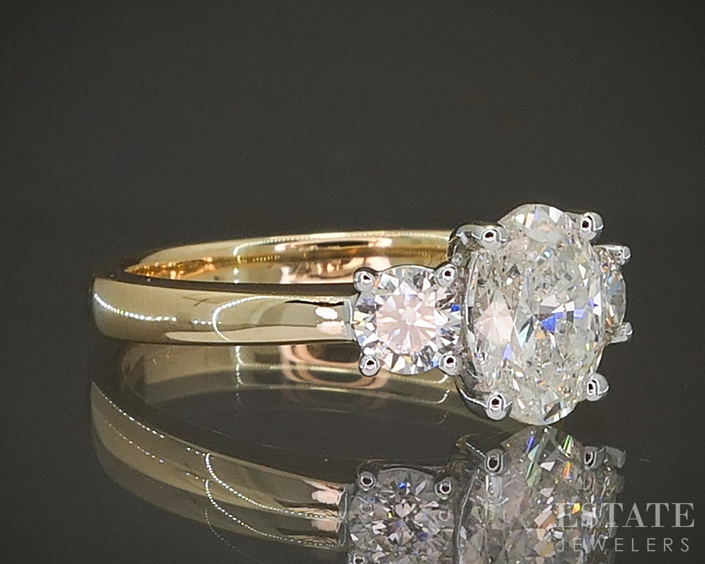 New 14k Yellow Gold 1.38ctw Natural Oval Diamond Engagement Ring p23518