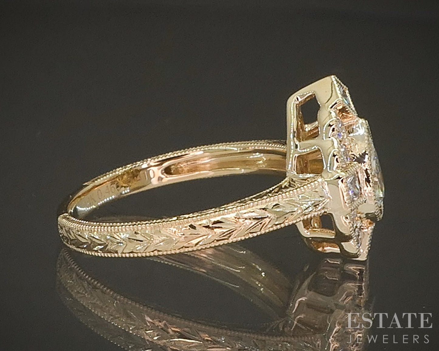 Estate Jewelers "Anne" Vintage Inspired Pear Diamond Engagement Ring p23485
