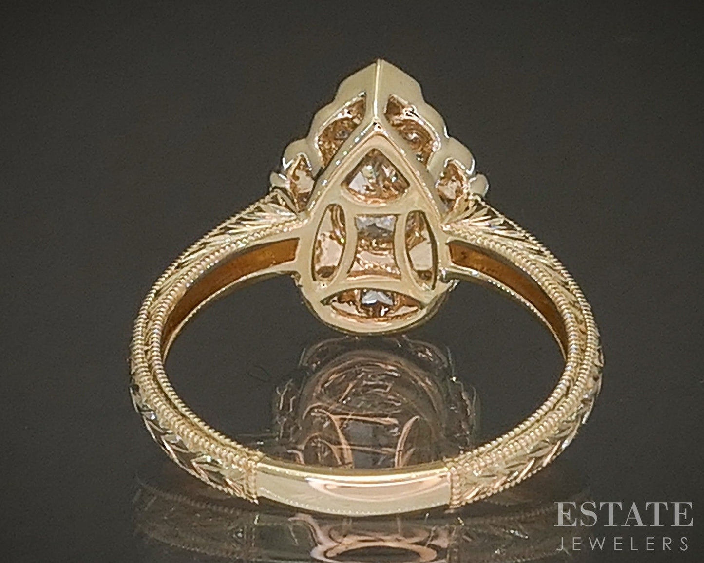 Estate Jewelers "Anne" Vintage Inspired Pear Diamond Engagement Ring p23485