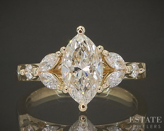 Estate Jewelers "Catherine" Cathedral Marquise Diamond Engagement Ring p23503